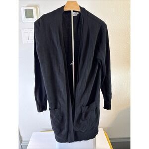 Cielo Women's Open Front Cardigan Sweater w/Pockets Viscose Nylon Black Size L